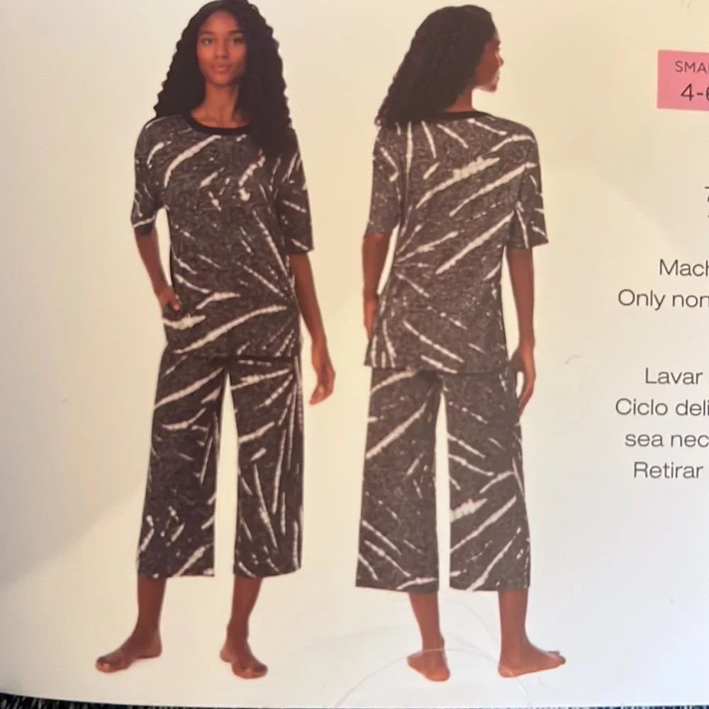 DKNY CAPRI PJ SET XXL lounging set of colors, black grayish cream - Picture 5 of 15